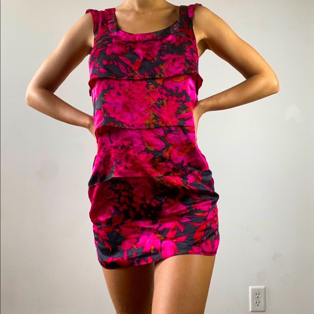 Floral ruffle mini dress